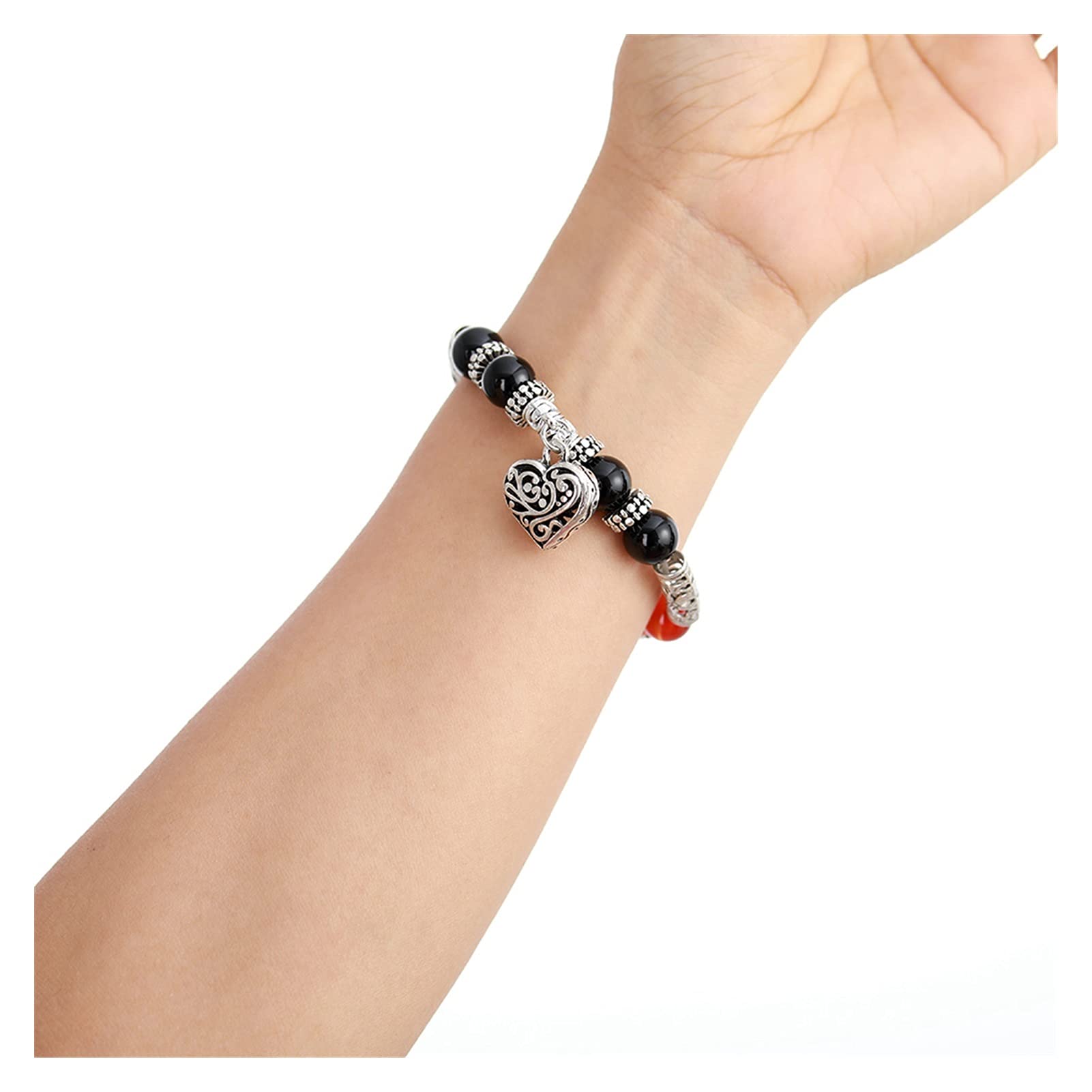 Pulsera de Piedra Natural para Mujer, Pulseras de Equilibrio con Dije de corazón, joyería, Cuentas de Piedra Natural, Pulsera, joyería