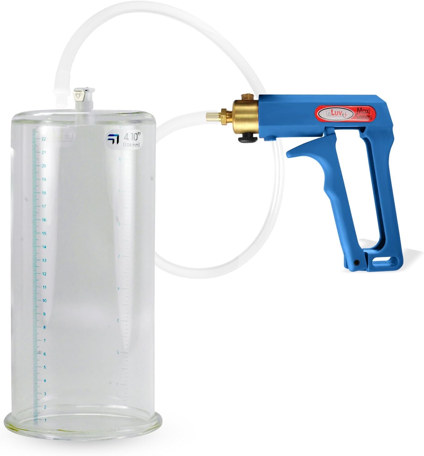 LeLuv Penis Pump Maxi Blue Handle with Clear Hose - 9 inch Length x 4.10 inch Diameter Cylinder