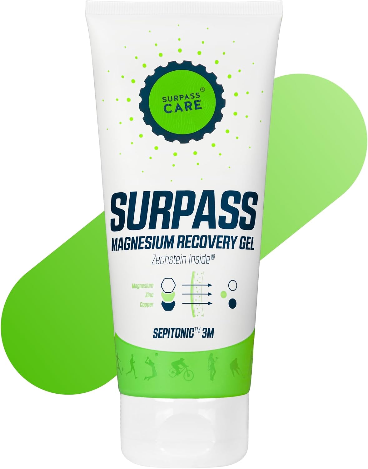 Surpass Magnesium Recovery Gel 6.76 oz | Zechstein Magnesium Boosted by Sepitonic 3M | Cooling Comfort, Muscle Recovery & Relaxation | Post-Activity Regeneration | Menthol Cooling Effect