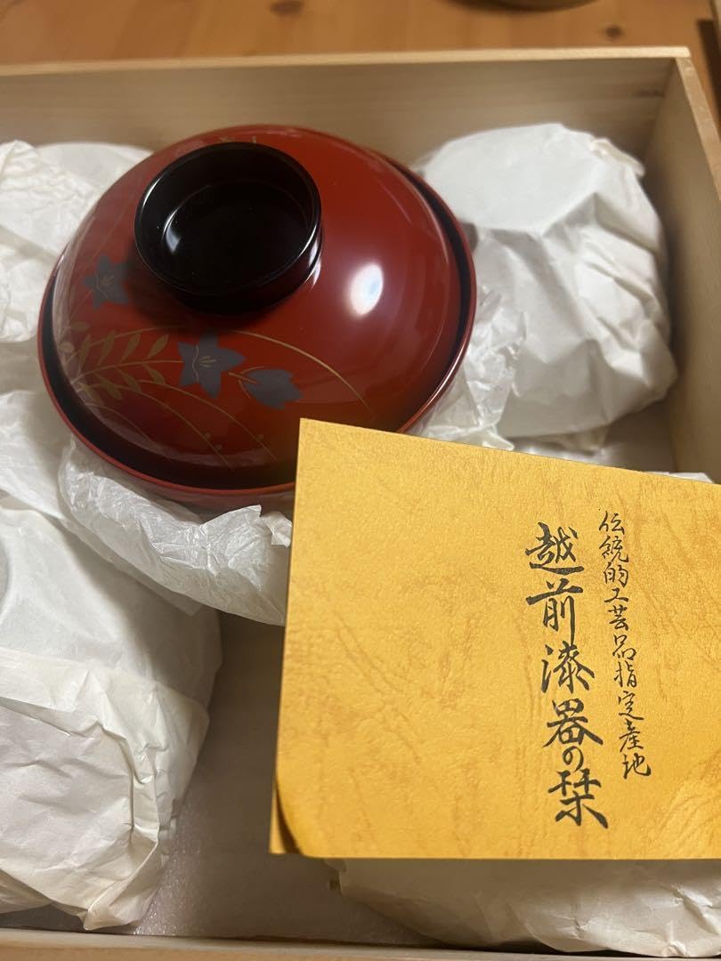 越前塗　吸物椀　祖雅堂　5客組 Amazon.co.jp: 越前塗 祖雅堂 蒔絵付 吸物椀 五客揃 漆器 共箱