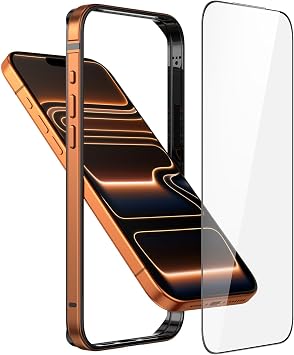 Metal Bumper Case for iPhone 17 Pro Max, Aluminum Frame Slim Case [Soft Silicone Inner Bumper][Raised Edge Protection] HD Tempered Glass Screen Protector Cover for iPhone 17 Pro Max 6.9 inch