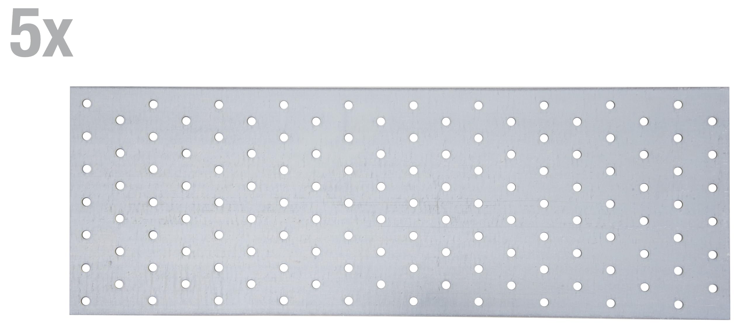 Alberts 820817 Chapa perforada, galvanizada sendzimir, 400 x 120 mm, Juego de 5