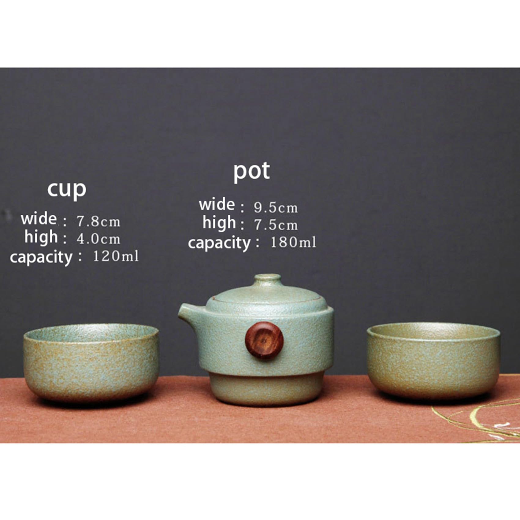 2 x ceramiczny dzbanek do herbaty pokrywka miska filiżanka herbata filiżanka w stylu japońskim ręcznie robiony przenośny zestaw do biura, zielony