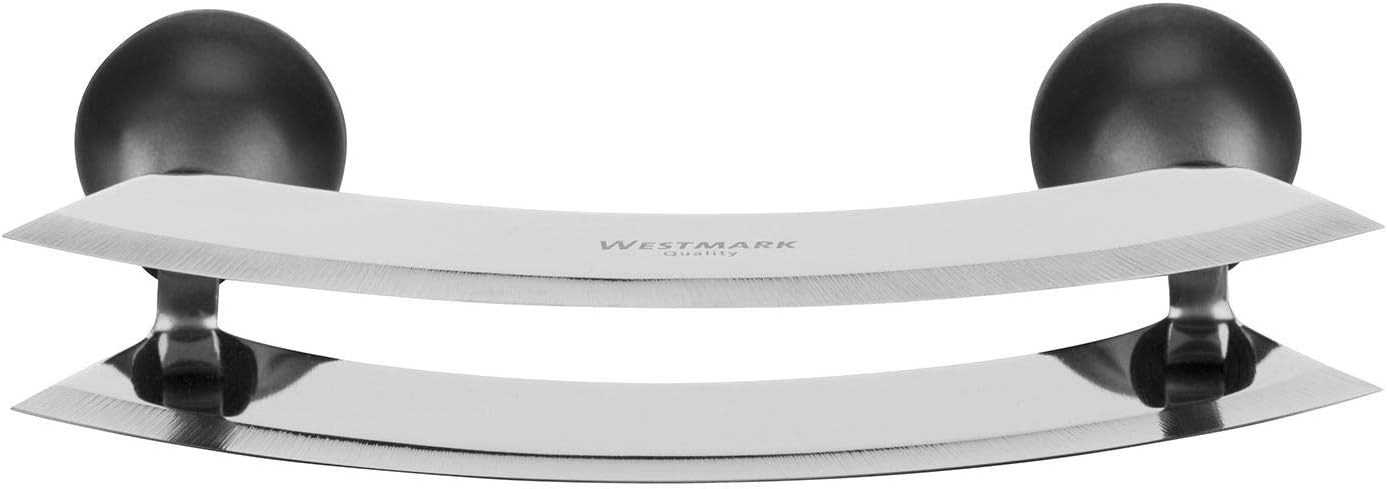 Westmark Germany Stainless Steel Double Blade Mezzaluna Mincing Knife, 7-inch (Black)