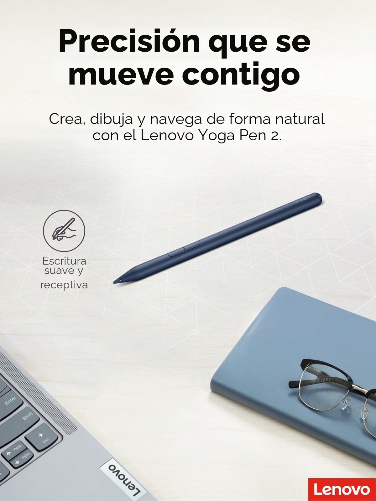 Lenovo Yoga Pen 2 + Estuche para lápiz | USB-C | Azul Cósmico | Compatible PC Yoga, Fijación Magnética, Detección de Inclinación, Carga USB-C, Batería Recargable, Indicador LED