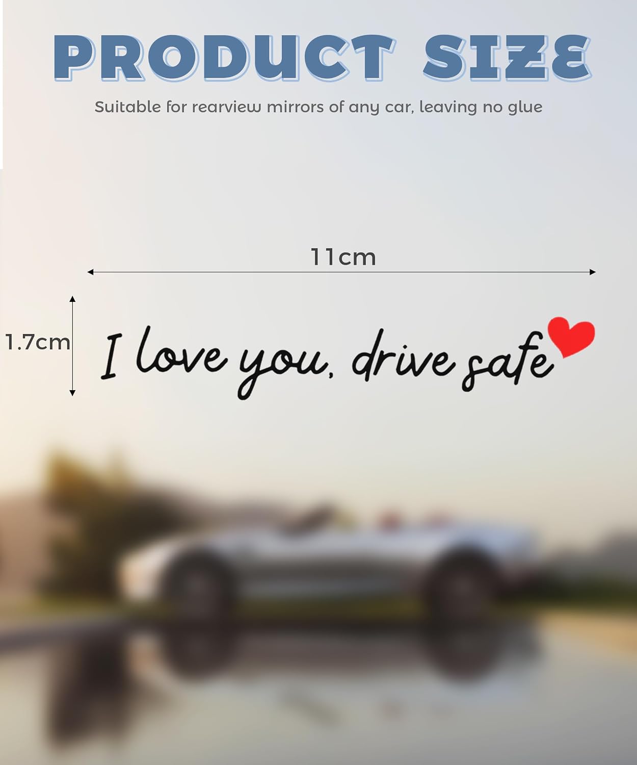 4PCS Car Stickers,Car Decals,Car Accessories Vinyl Rearview Mirror Decal Decor,Auto Stickers and Decals,Self Affirmations Decal,Cute Auto Decals for Women (Black&Red, I Love You Drive Safe)