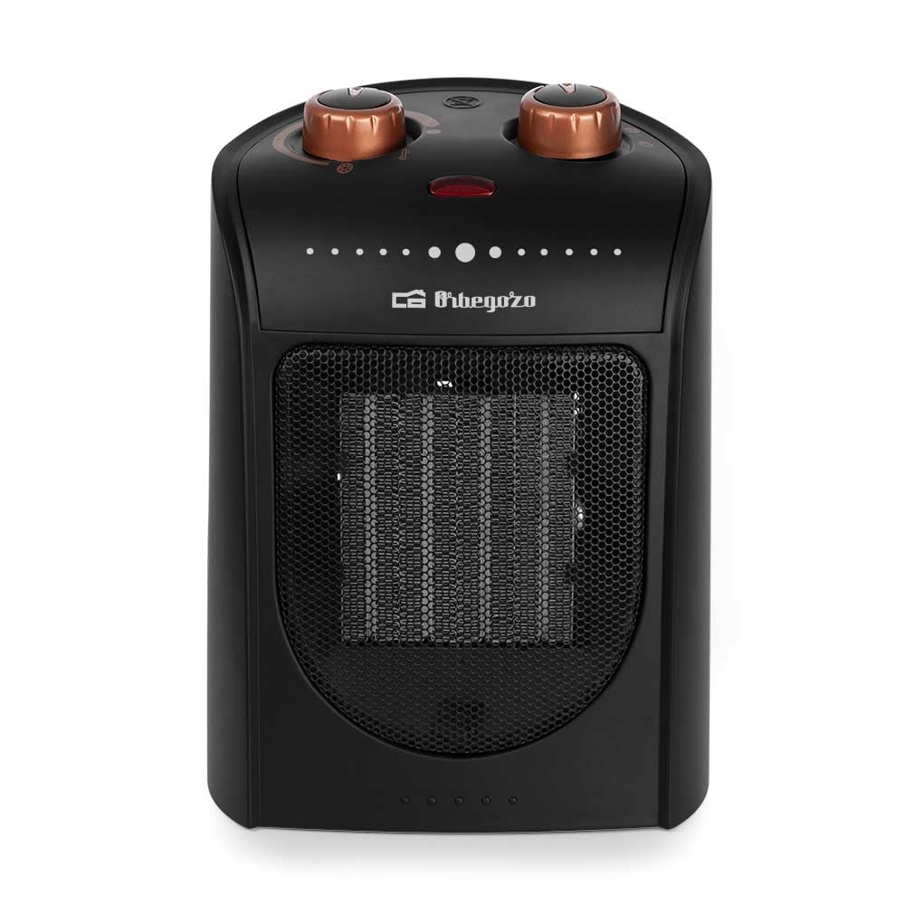 Orbegozo CR 5038 - Calefactor cerámico, 2 Niveles de potencia, Modo ventilador, Asa, Protección Sobrecalentamiento, 1800 W