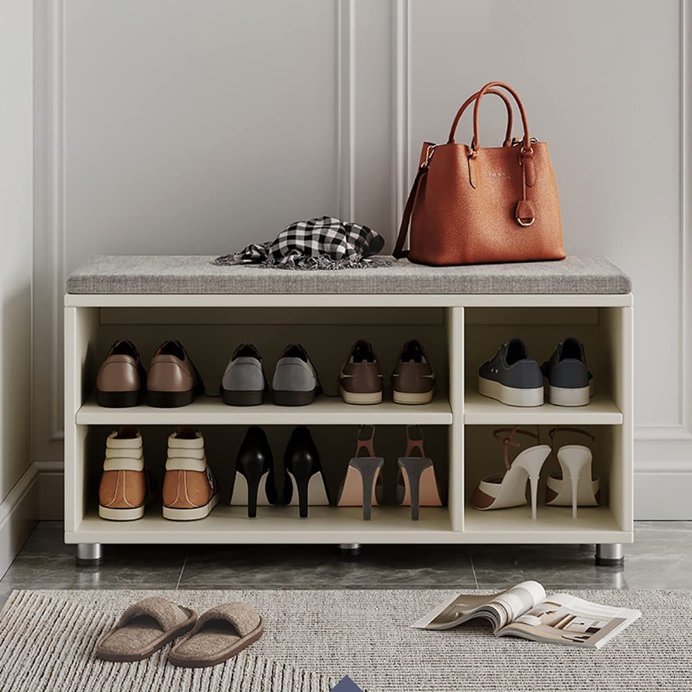 Banc en bois à 2 niveaux bout de lit et meuble chaussures d'entrée