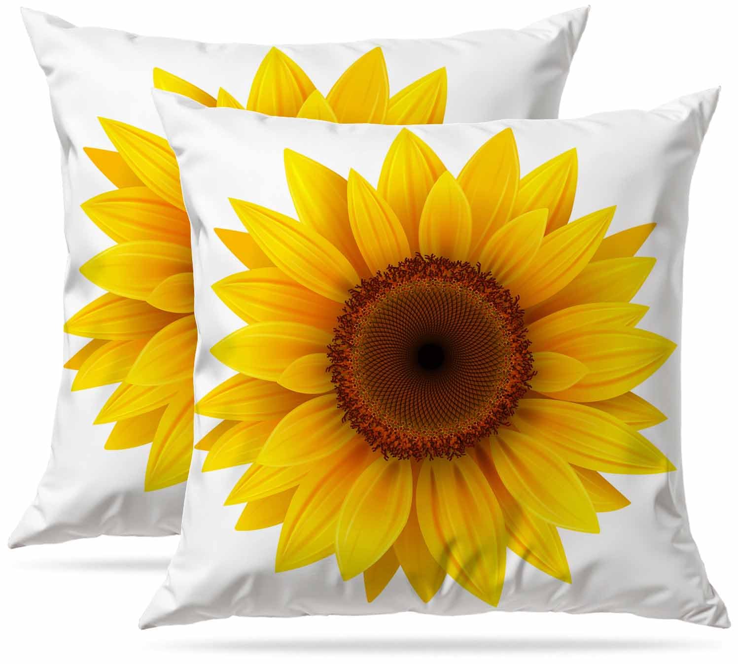 Zovinex Sunflower Flower Cushion Covers Set Of 2 Pack 50 X 50 Cm Soft Short Plush Decorative Throw Pillow Cases Cute Pillow Cover For Sofa Bed Garden Outdoor Decor With Invisible Zipper Pillow Covers