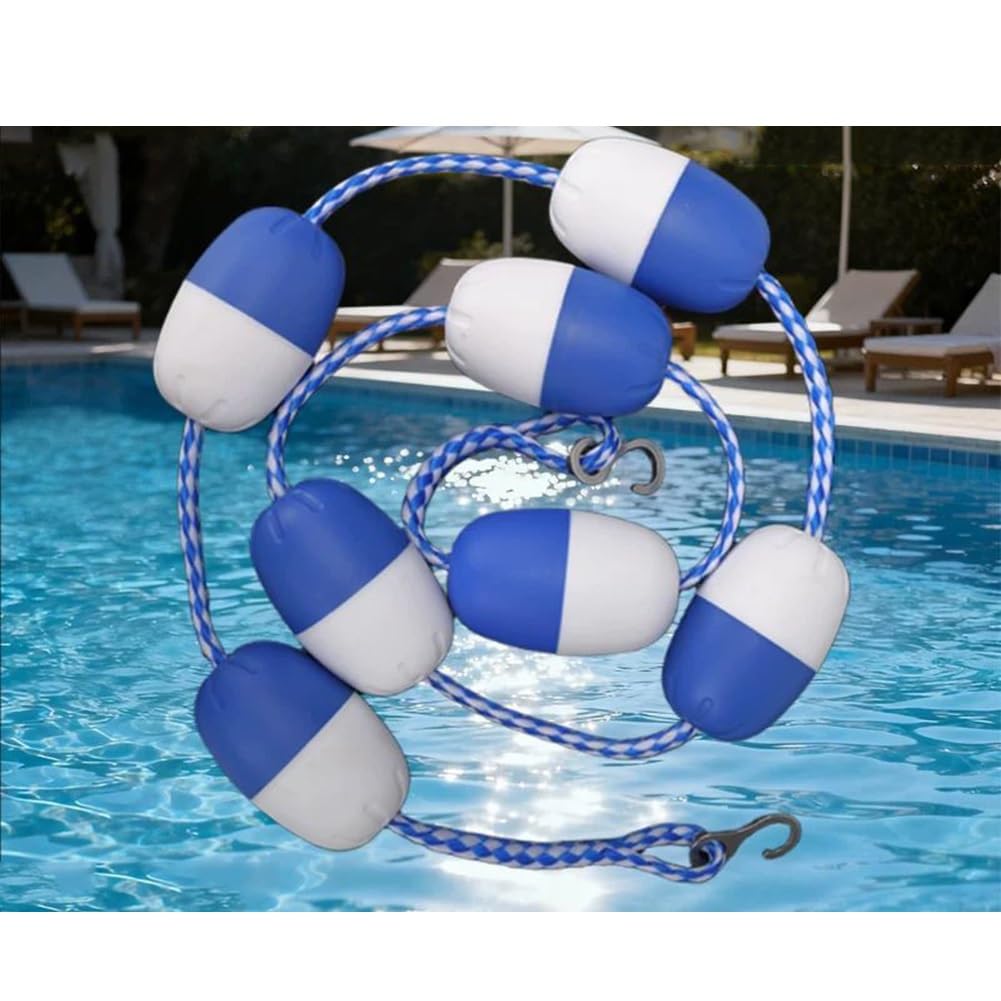 25/50/75/150/300/500/650 Ft Pool Lane Dividers, Swimming Pool Safety Rope with Hooks & Floaters, for Swimming Training Competition(7m/23ft)