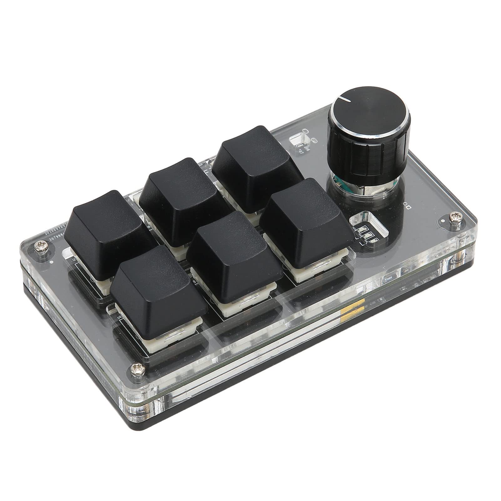 Tastiera Macro Programmabile Meccanica 6 Tasti Con Manopola Tastiera Da Gioco Piccola 12.0×.0×5.0 Cm Modalità USB Adatta Per Ufficio Musica Media Controllo Industriale