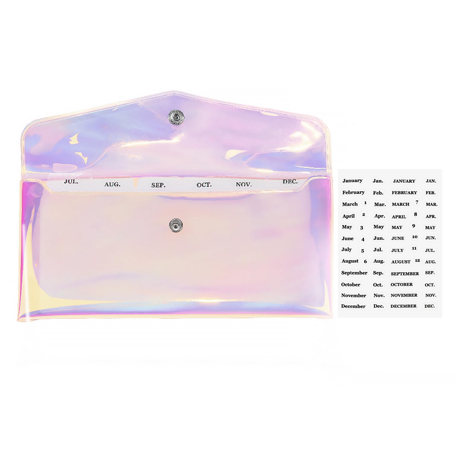 NatSumeBasics 6-Tab Cash Envelope Stuffing Wallet for Budgeting, Bill Divider Pockets Money Receipt Organizer Holder System for Women (Holigraphic)