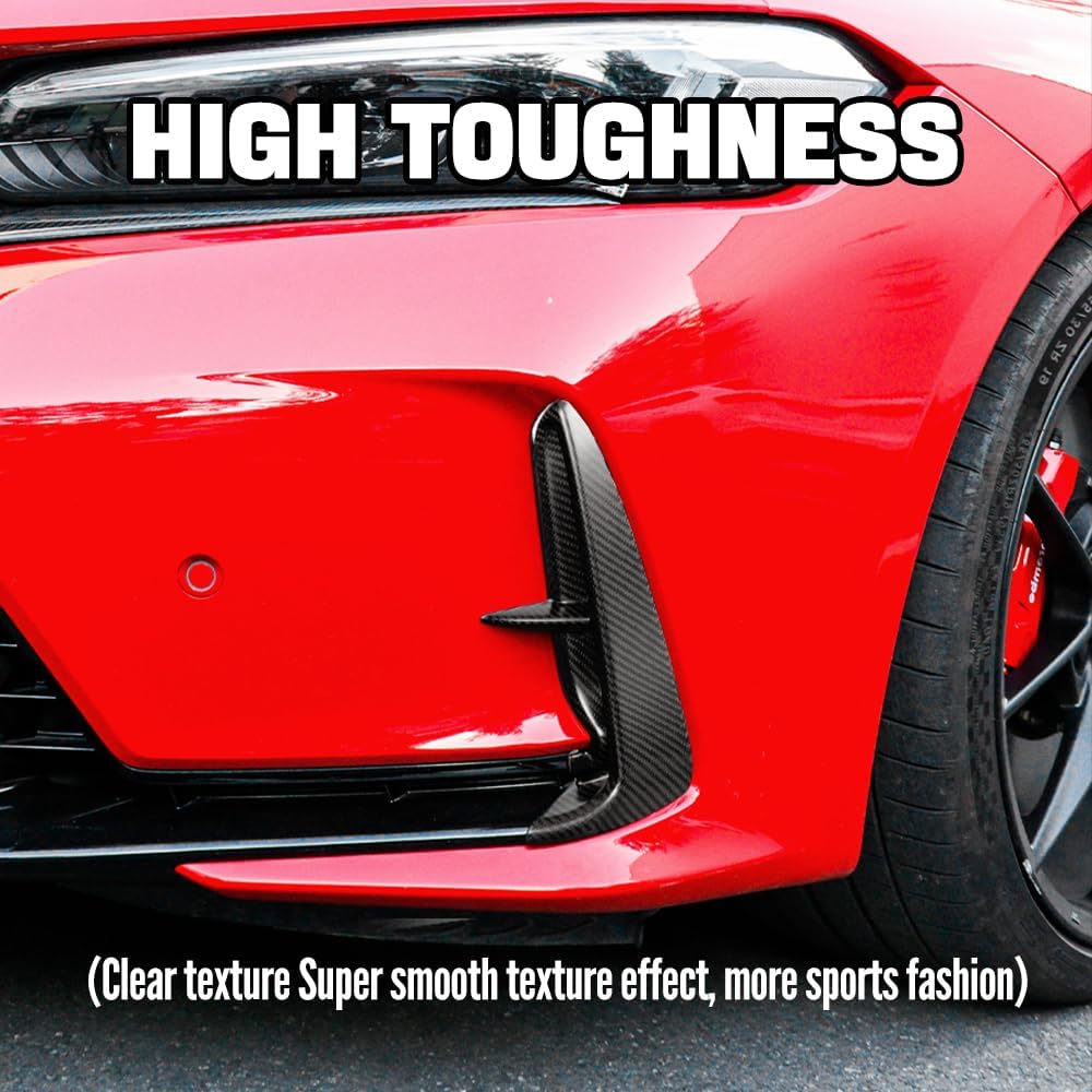 JSWAN 2Pcs Real Carbon Fiber Spoiler Wing for 11th Gen Civic Type r FL5 (2022+) Typer Front Rear Bumper Lip Splitter Fender Side Canards Refit Spoiler Fins Shark Fins Splitter (Front Matte Black)