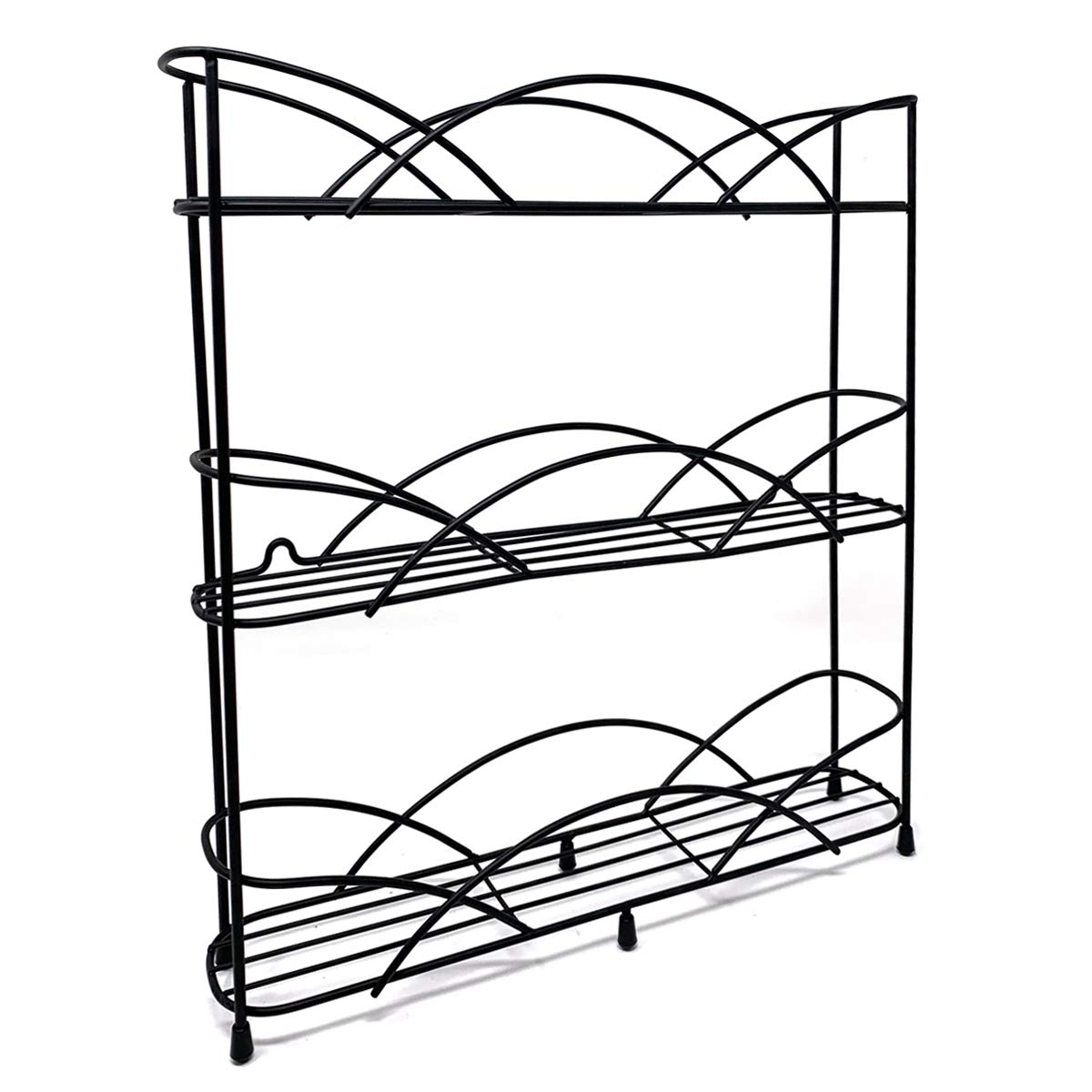 joeji's Kitchen Spice Rack Free Standing Black 4 Tier Black Countertop Organiser