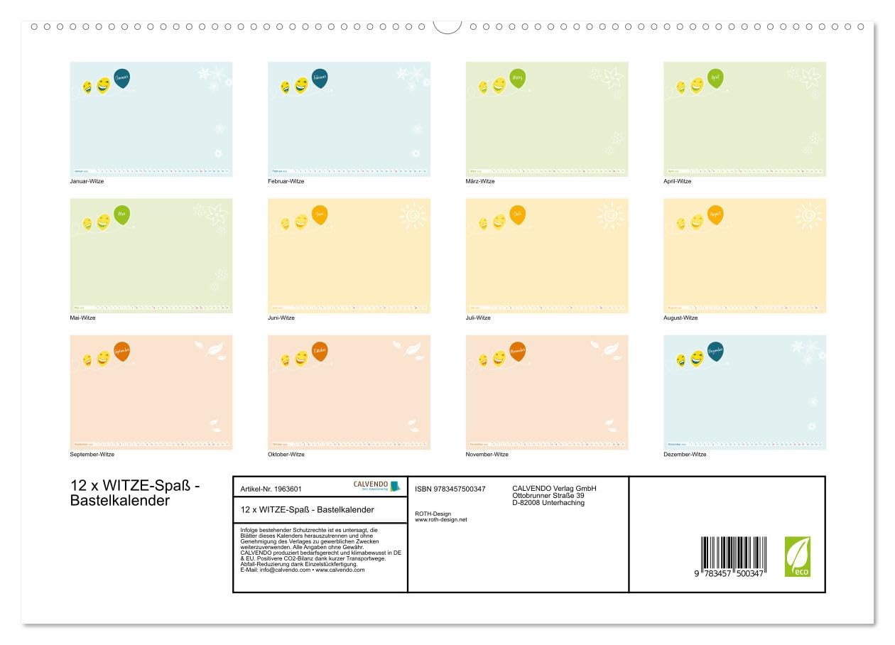 12 x WITZE-Spaß - Bastelkalender (hochwertiger Premium Wandkalender 2026 DIN A2 quer), Kunstdruck in Hochglanz: Ein Kalender, der über das ganze Jahr für Heiterkeit sorgt. (CALVENDO Hobbys)