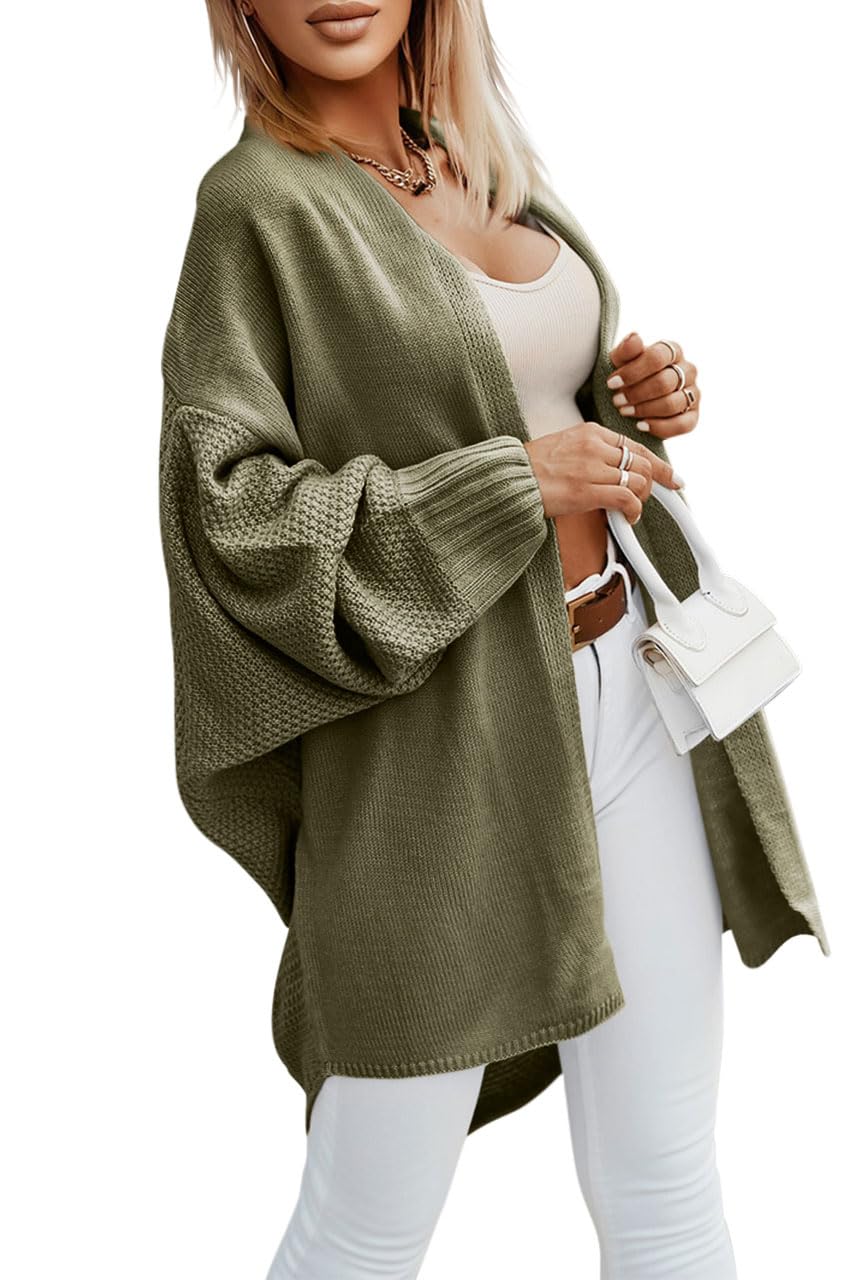 Saodimallsu Strickjacke Damen Langarm Oversize Cardigan Open Front Sweater Leichte Lange Strickmantel Casual Elegant Einfarbig Pullover