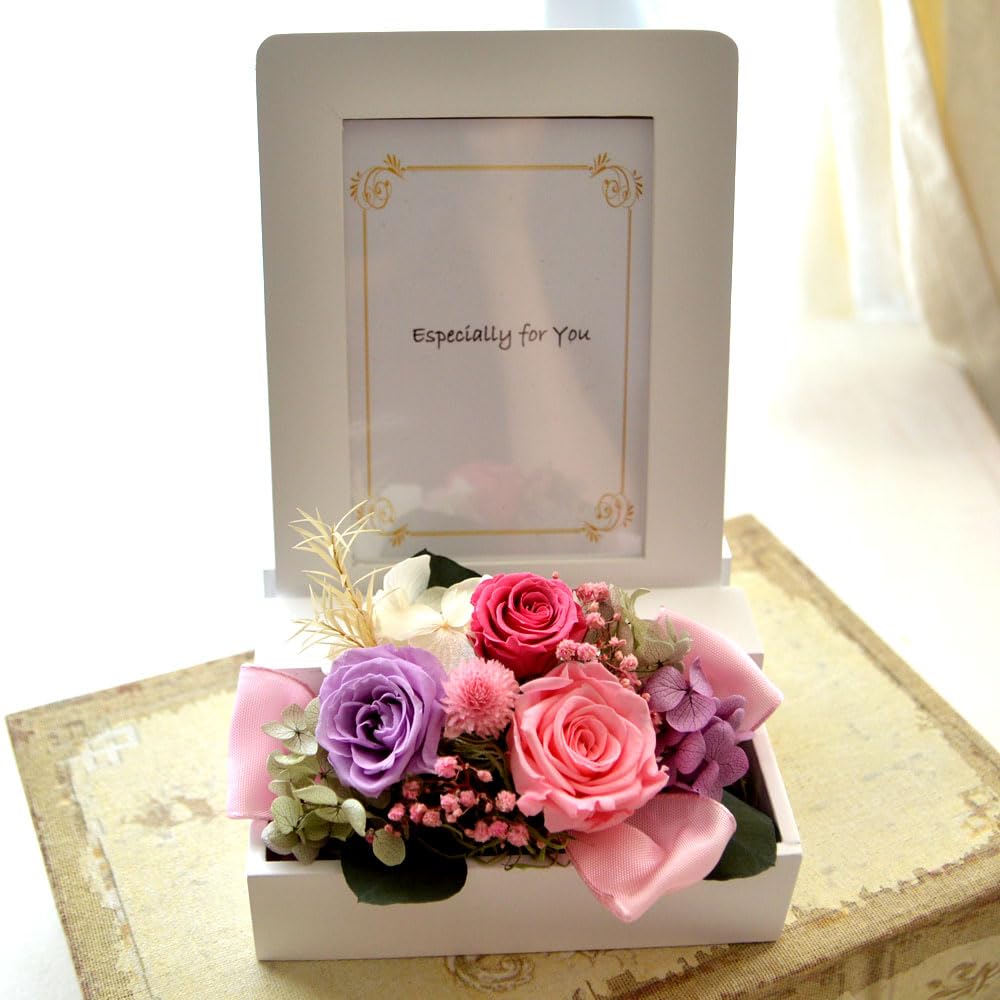 Amazon｜プリザーブドフラワー 写真立て フォトフレーム 木製