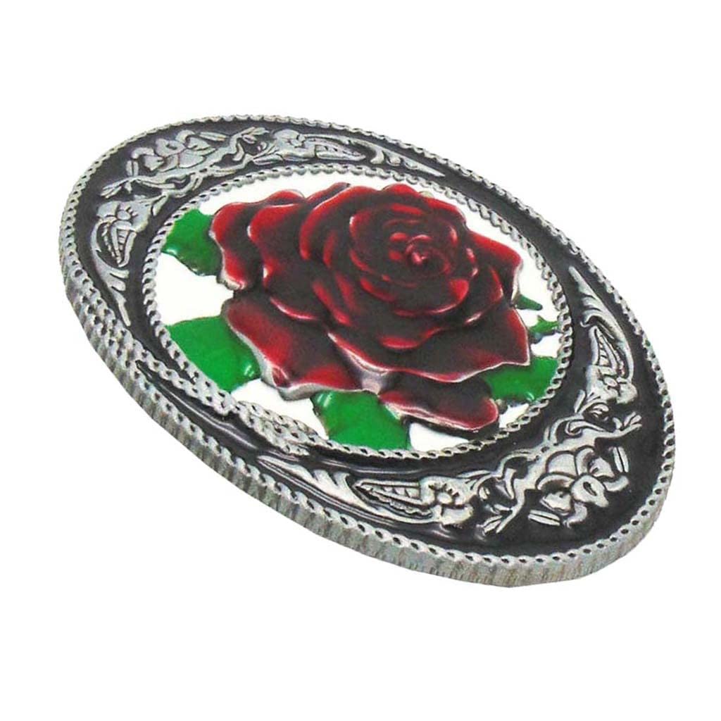 Big Red Rose Pattern Cowgirl Western Belt Buckle Woman'S Gift | Womens Accessories | Belt Buckles
