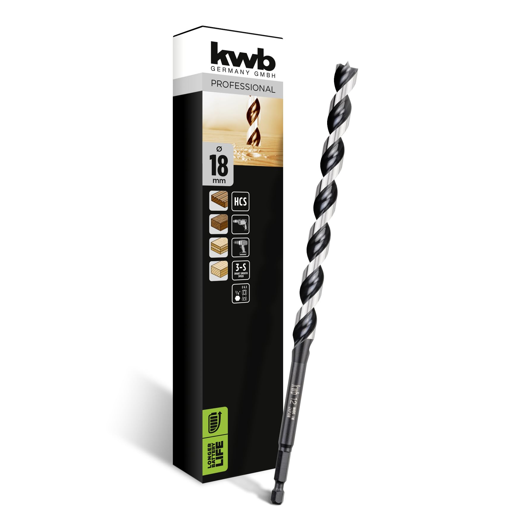 Mèche à serpentin ø 18 mm avec pointe super tranchante pour perçage net