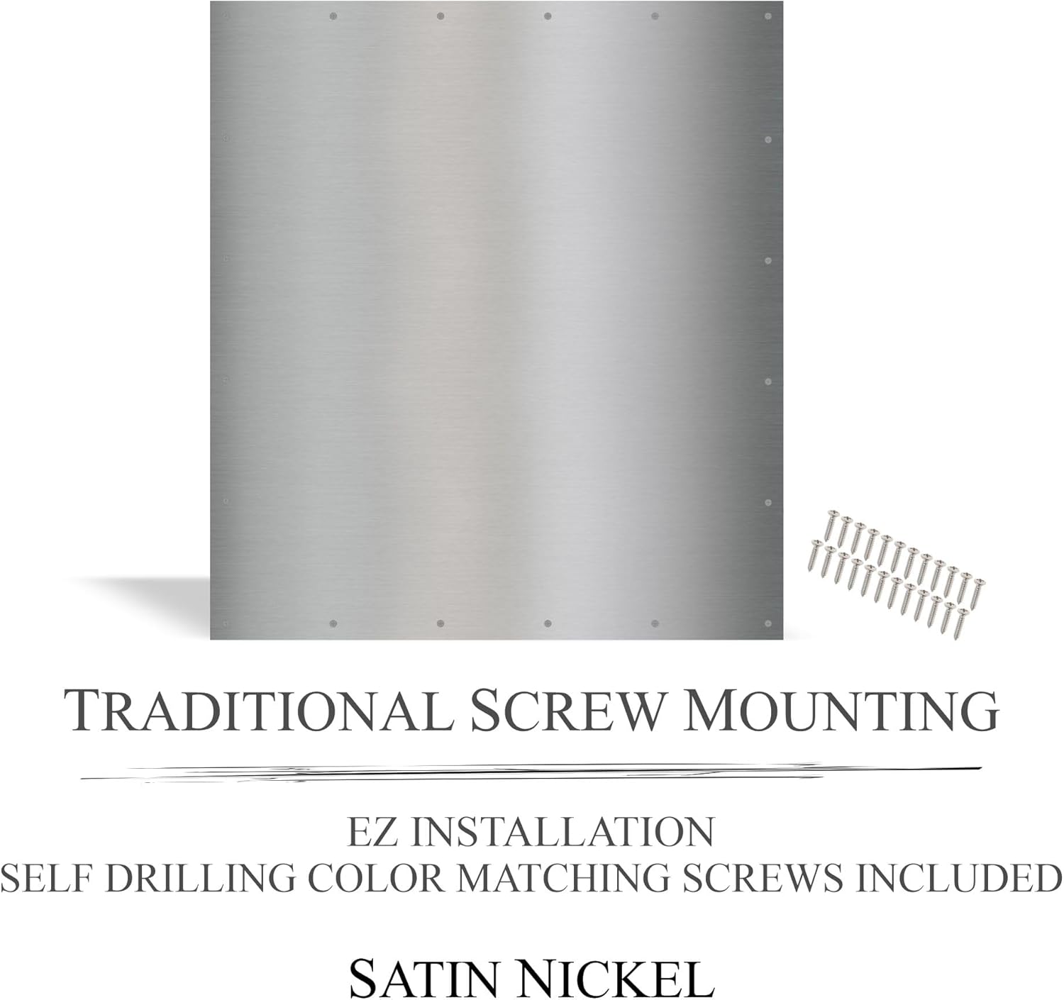 Durable Door Armor Plate - Multiple Finish & Size Options - 30x30 - Satin Nickel - Screw Mount