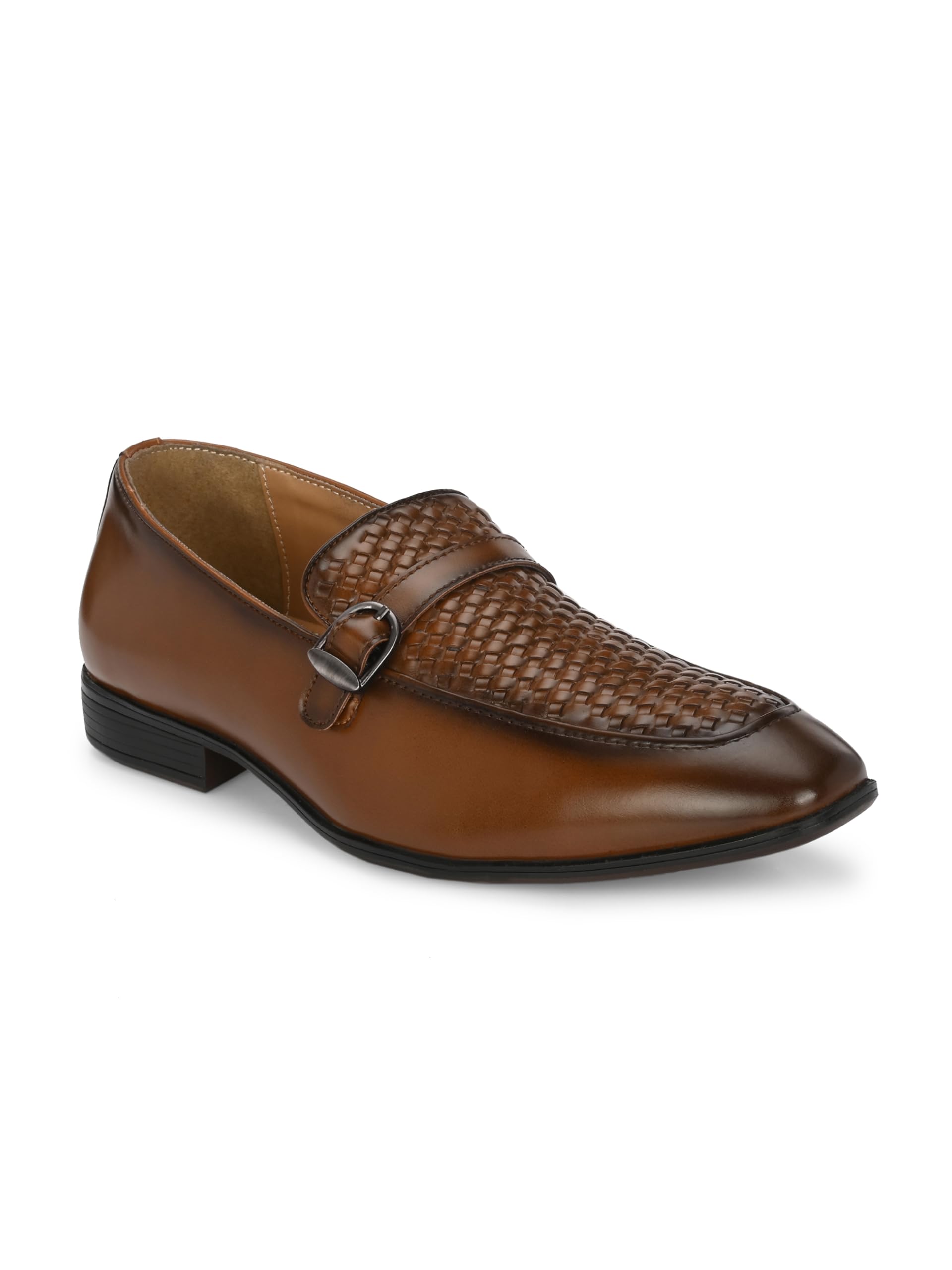 san frissco Men's Formal Loafers Textured Leatherette Trending Shoes with Buckle,Semi Casual Cushioned Footbed Formal Moccasin for Office, Party Slip-On Loafers,Classic & Lightweight Shoes-picture-23