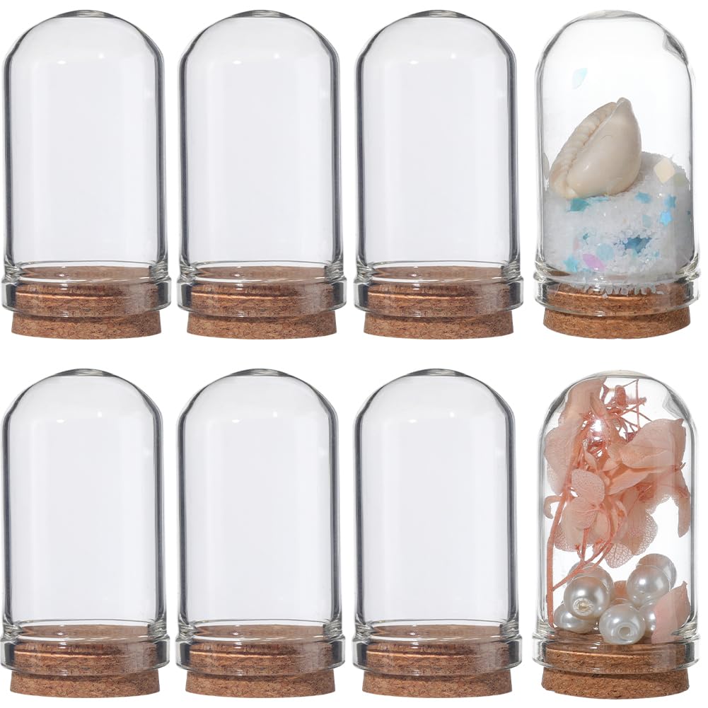 SUNNYCLUE 16Pcs 1.77 inch Cloche Bell Jar Bell Cloche Glass Dome Glass Dome Showcase Display Dome with Cork Base Display Storage Container Mini Glass Bottles for Home Party Wedding Gift Craft Decor