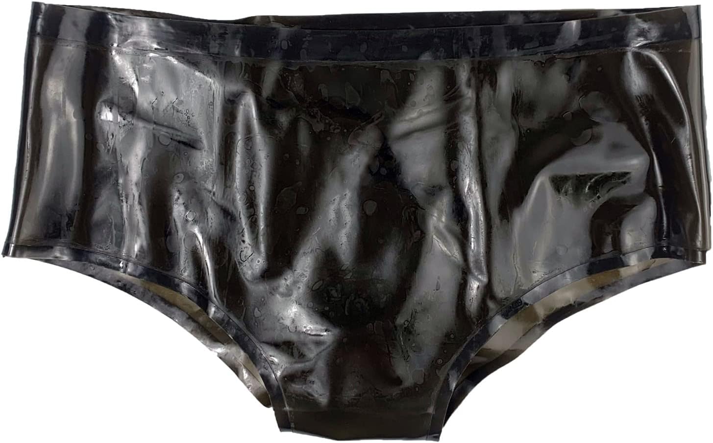 MONNIK Latex Briefs Rubber Men Black Tight Shorts with Straight 16cm Anal Cuff(Condom) Underwear for Fetish Party Bodysuit