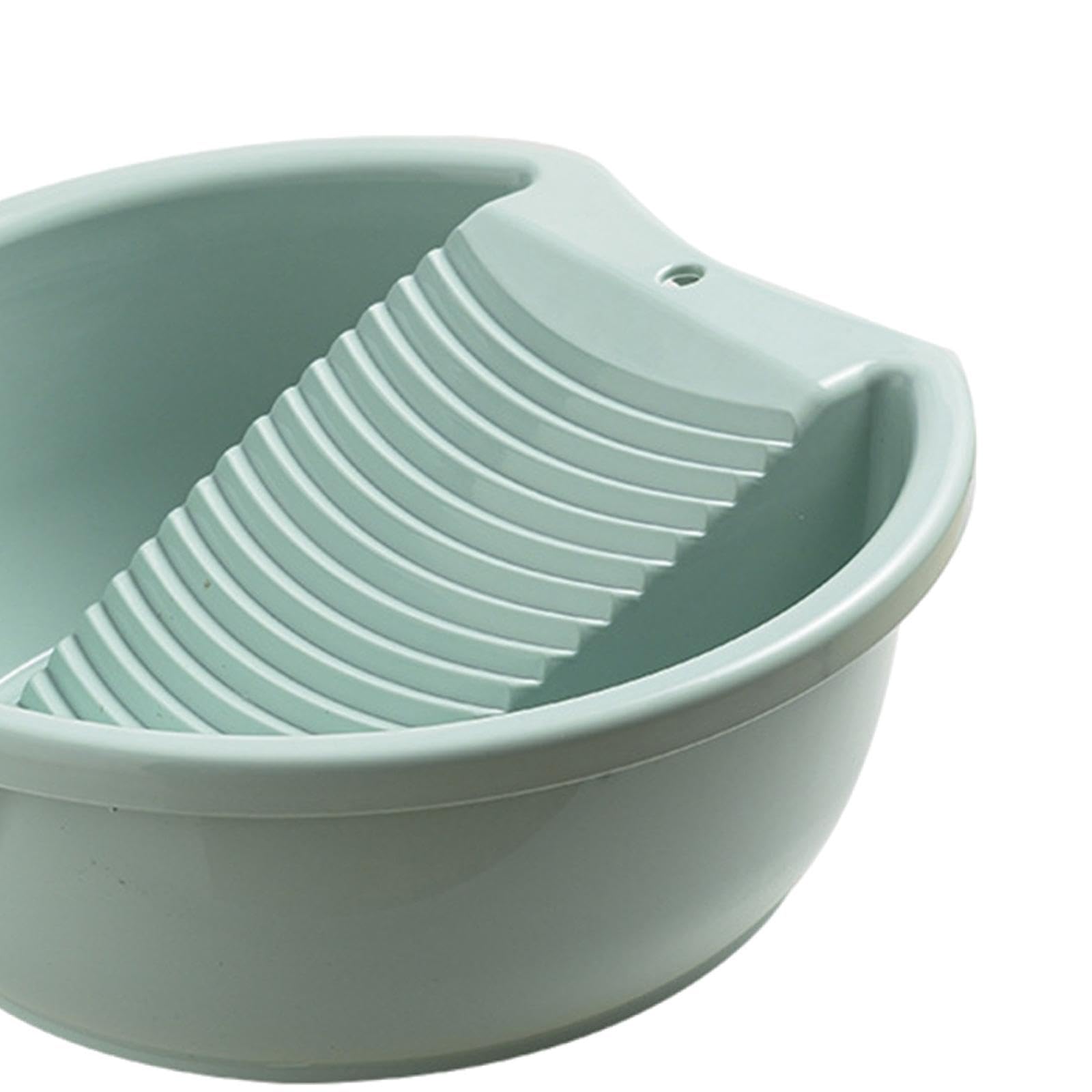 Lavabo para Lavar Ropa a Mano, Barreño con Tabla de Lavar, Barreño Plastico, Cubos de Fregar, Diseño de Doble Función, PP Resistente a Altas Temperaturas, Antideslizante, 37x33.5x14 cm Azul