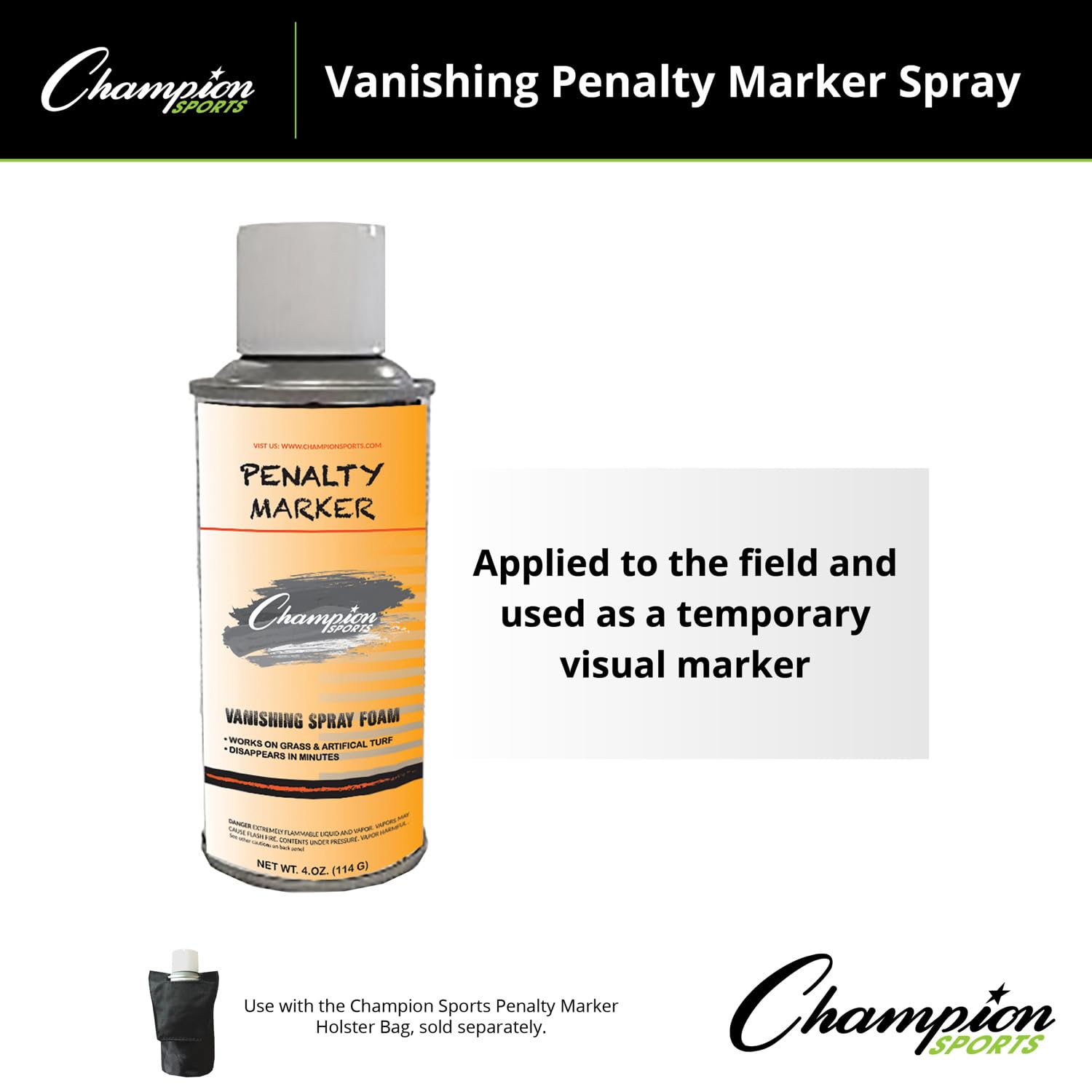 Champion Sports Penalty Marker Spray, 4 oz, White