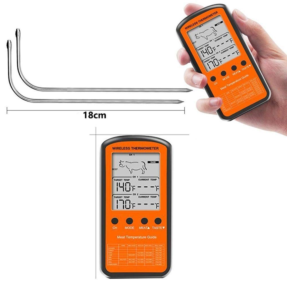 Thermomètre À Télécommande Télécommande sans Fil Dual Sonde Digital Cuisson Food Food Thermomètre pour Fumeur À Griller BBQ