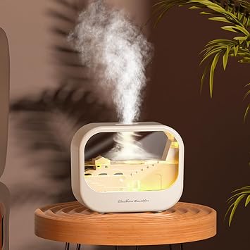 Essential Oil Diffuser, Cute Humidifier with 7 LED Light Colors, Waterless Auto Shut-Off & Timer Setting Cool Mist Humidifier Diffuser for Spa Home Yoga Office BedroomCream