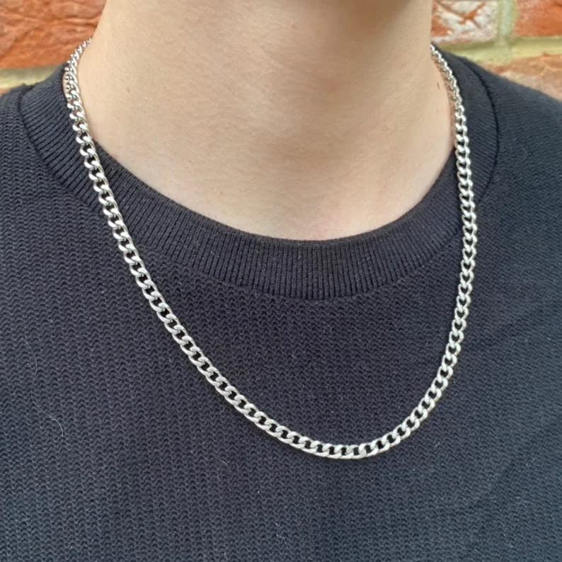Image of THE MEN THING Chain for Men, Luxury Pure Titanium Steel Chain | Silver Stainless Steel Chain | Necklace Jewellery for Men & Boys