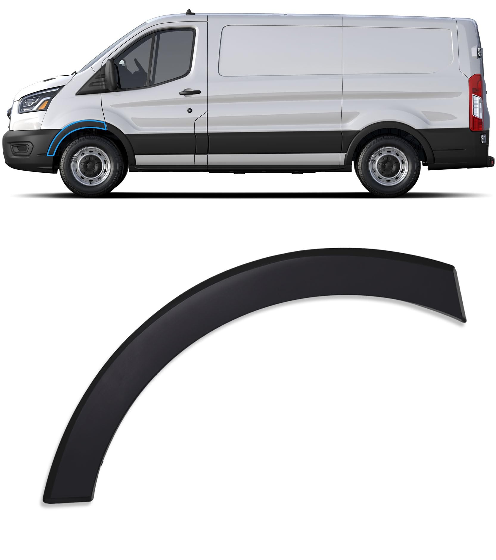Front Left Door Fender Flare Molding Trim Compatible with 2015-2023 Ford Transit 150 250 350 350HD Upper Wheel Arch Molding