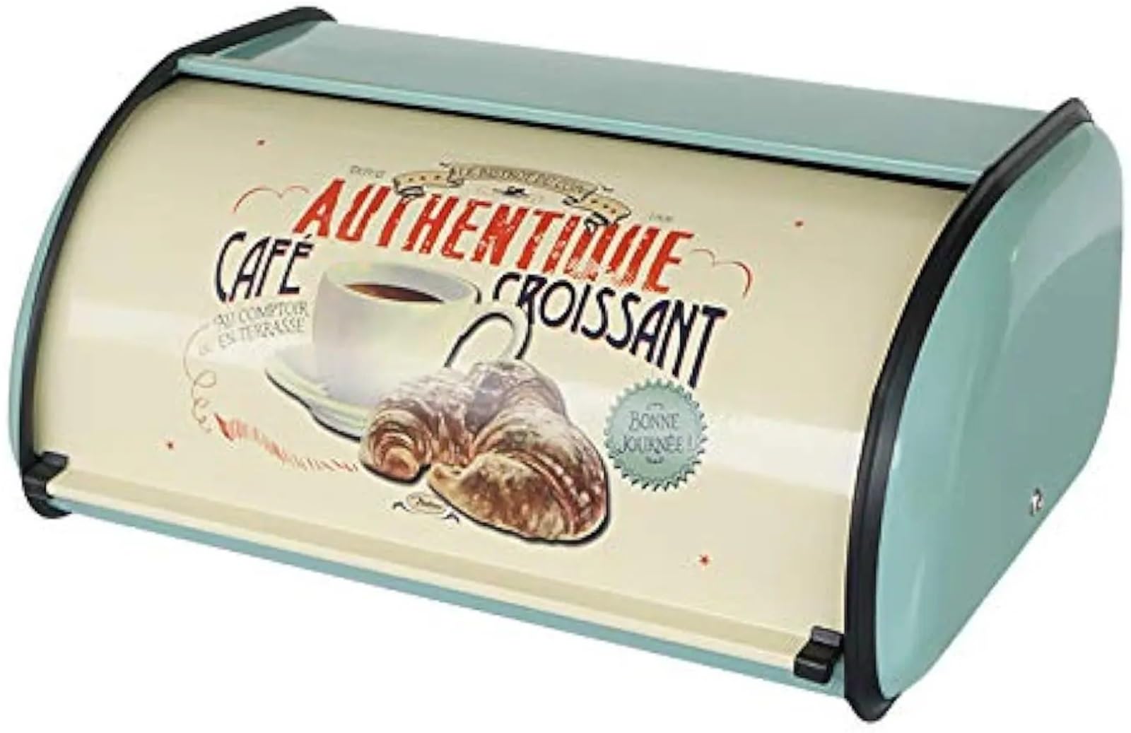 MWAHJU Metal Bread Box With Roll Top, Rust-Proof Kitchen Countertop Storage Container In Blue For Kitchen