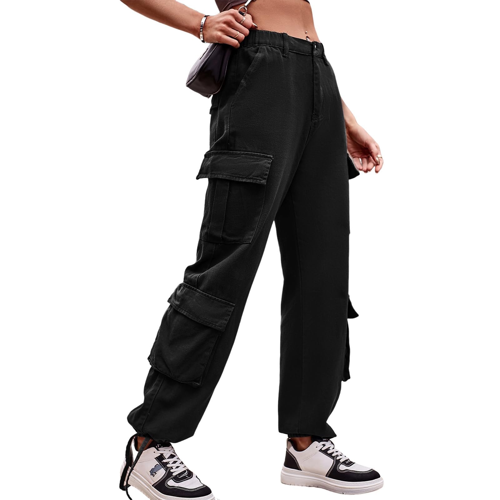Odizli High Waist Y2K Cargo Hosen Damen mit Taschen