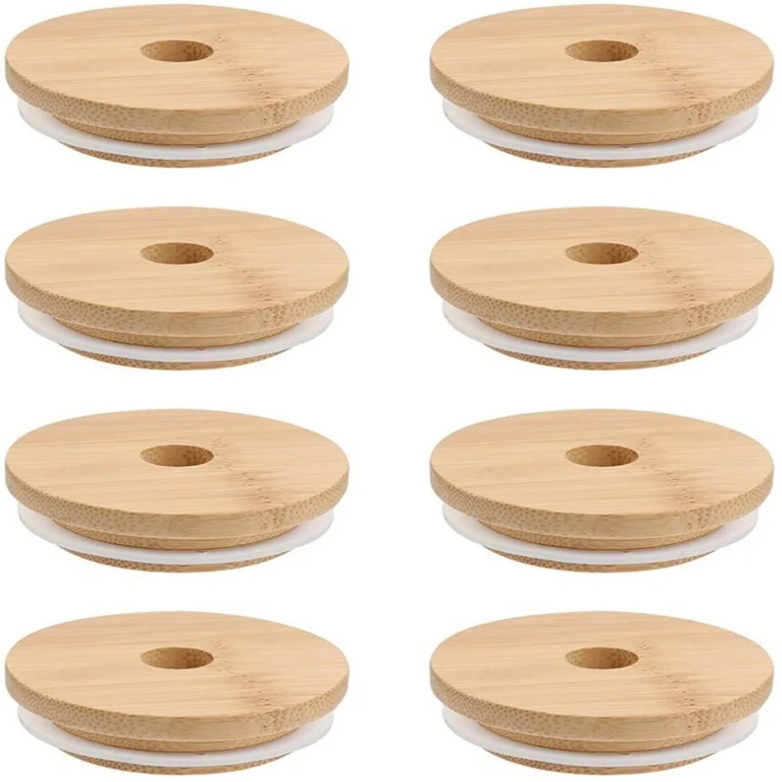Bamboo Lids Mason Jar Lids Straw Lid With Glass Hole Can Mouth Wide Wooden Beer Bottle Canning Bamboo For Caps Cup Covers