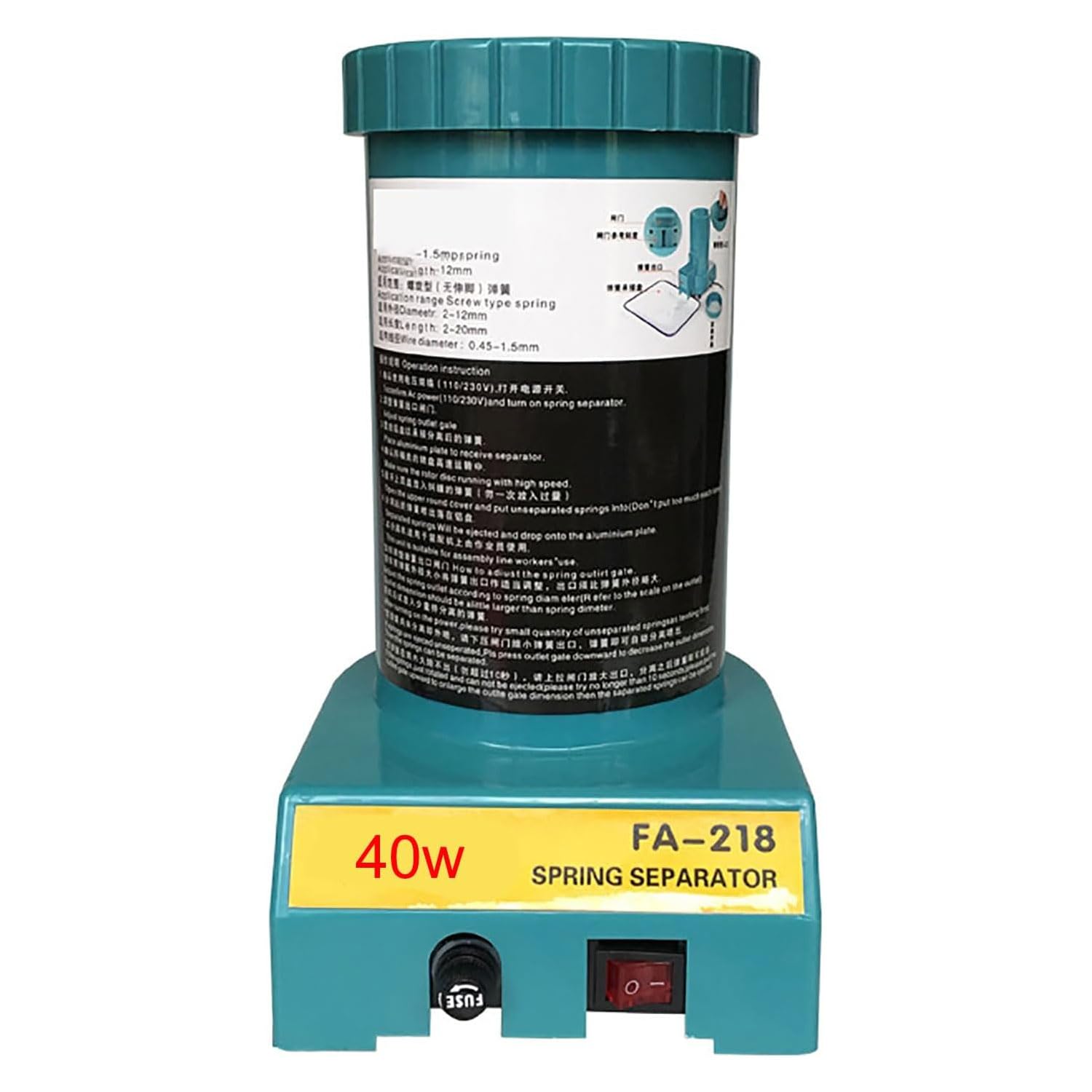 Herramienta separadora automática de resortes, máquina pequeña de 40 W para romper resortes enredados, funciona con diámetro exterior de 2 a 15 mm y diámetro de alambre de 0,2 a 2 mm
