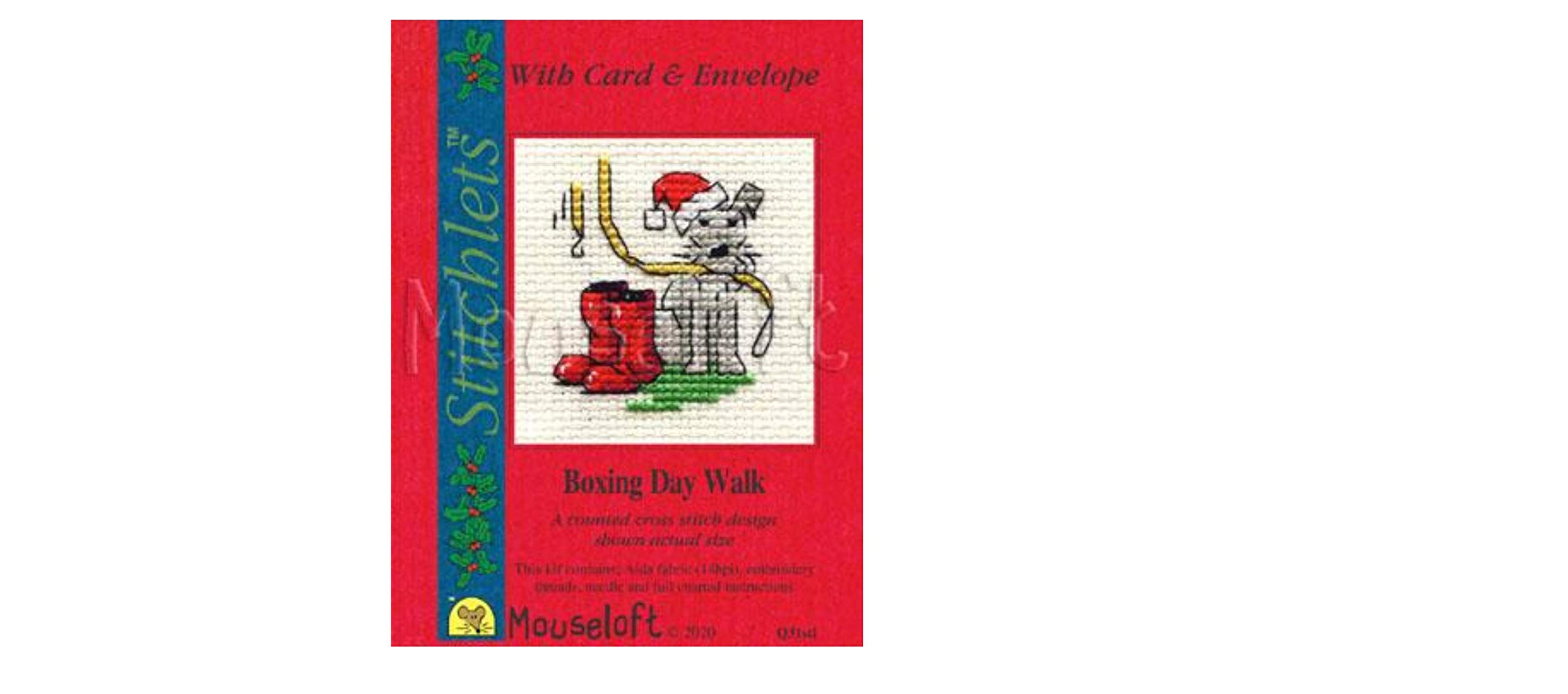 Mouseloft Counted Cross Stitch Christmas Card Kit - Boxing Day Walk - Includes Card And Envelope
