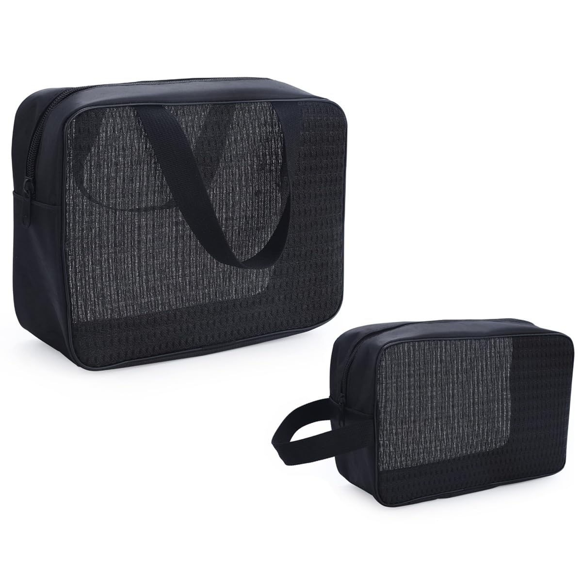 Icomroadex Mesh Shower Caddy 2-Size Set Portable Large Capacity Bathroom Mens PVC Travel Toiletry Bag for Gym Camping