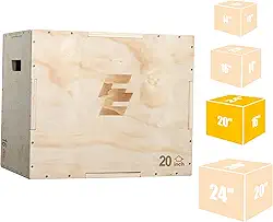 Holleyweb Caixa Plyo de Madeira 3 em 1, Caixa de Salto pliométrico Antiderrapante para Pular, Saltar, Saltar na Caixa, Agachamentos, Step-Ups, Mergulho, Cantos Arredondados para Segurança