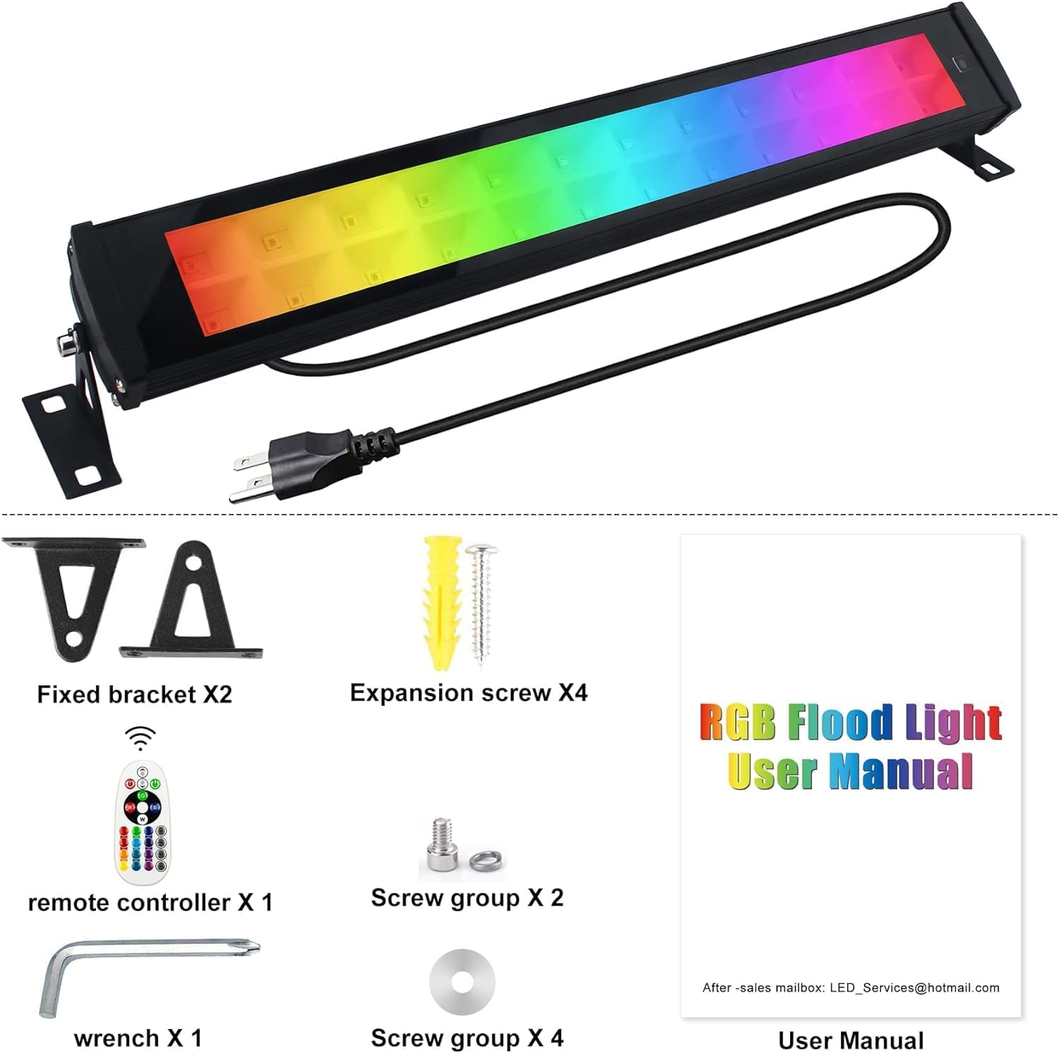 2 Pack 50W 96 LED RGB Light Bars Waterproof IP66 Smart APP/Remote Control Wall Washer Lights DIY 16 Millions Colors LED Light Bars for Room Stage Lighting Garden Outdoor Indoor