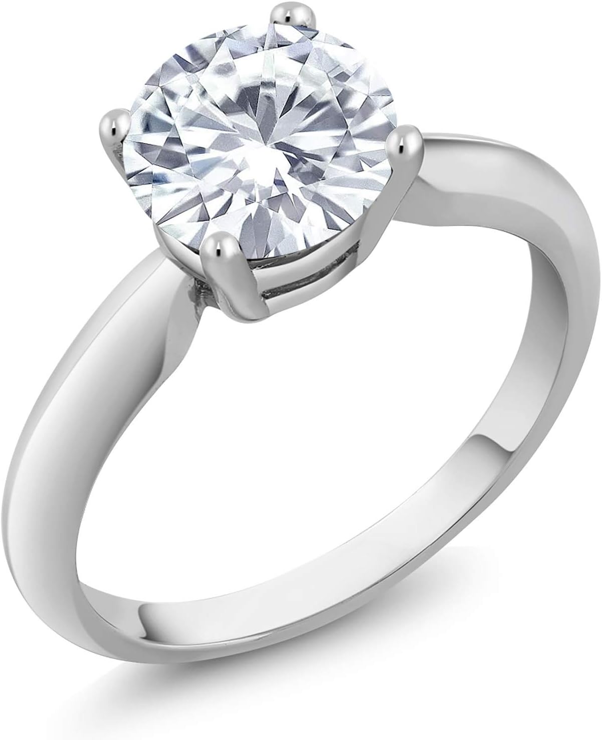 Gem Stone King 925 Sterling Silver Round 7MM Gemstone Birthstone Solitaire Engagement Ring | Wedding Engagement Anniversary Promise Ring For Women