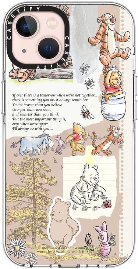 CASETiFY Clear iPhone 13 Case [Winnie The Pooh Co-Lab/Not Yellowing / 6.6ft Drop Protection/Magsafe] - Vintage Collage Case - Clear