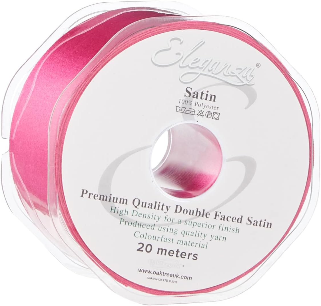 OakTree Eleganza Double Faced Satin Ribbon 50 mm x 20 m Ivory (No. 61)