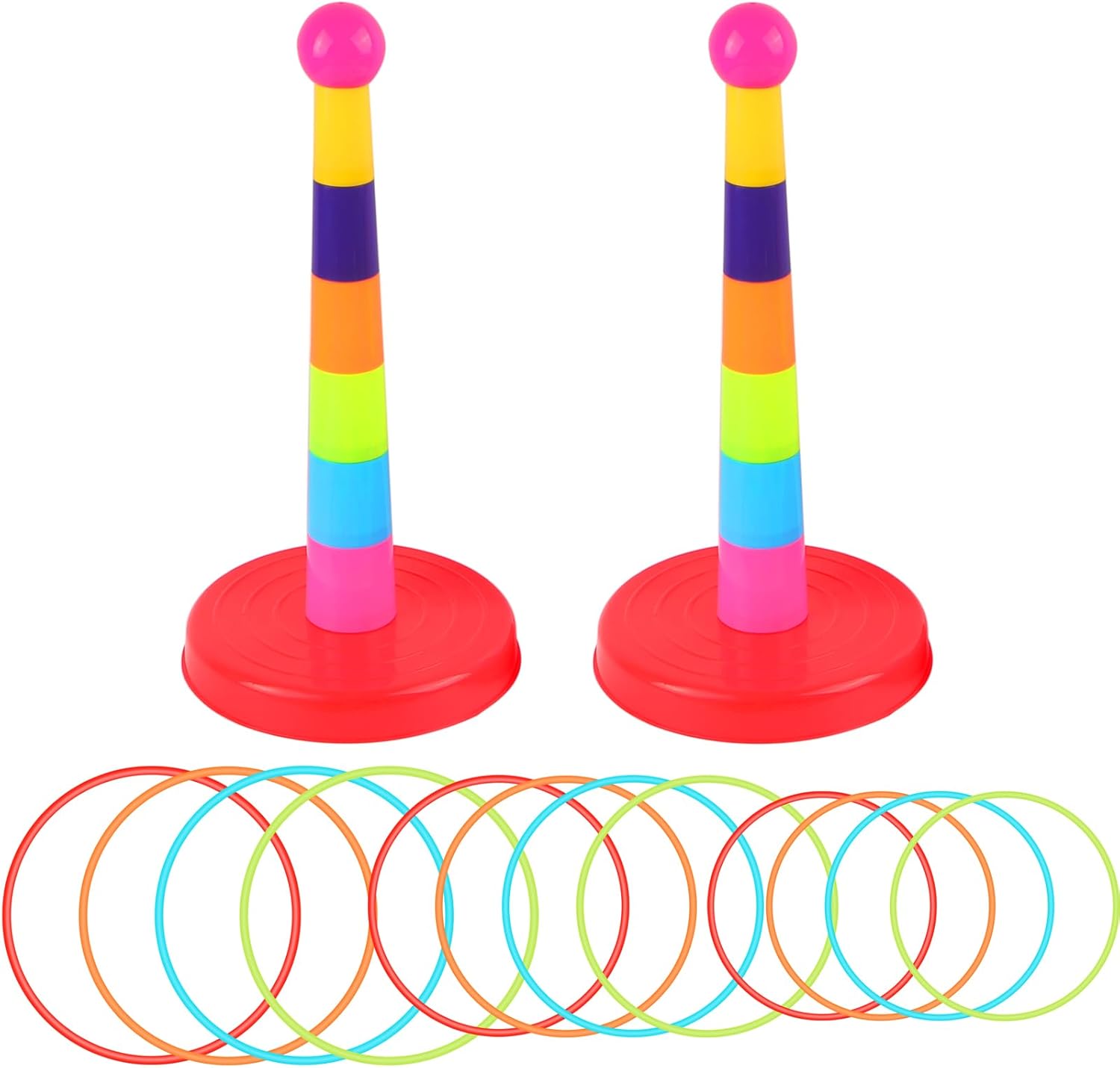 Cone Ring Toss Game for Kids with 24 Throwing Rings and Travel Bag