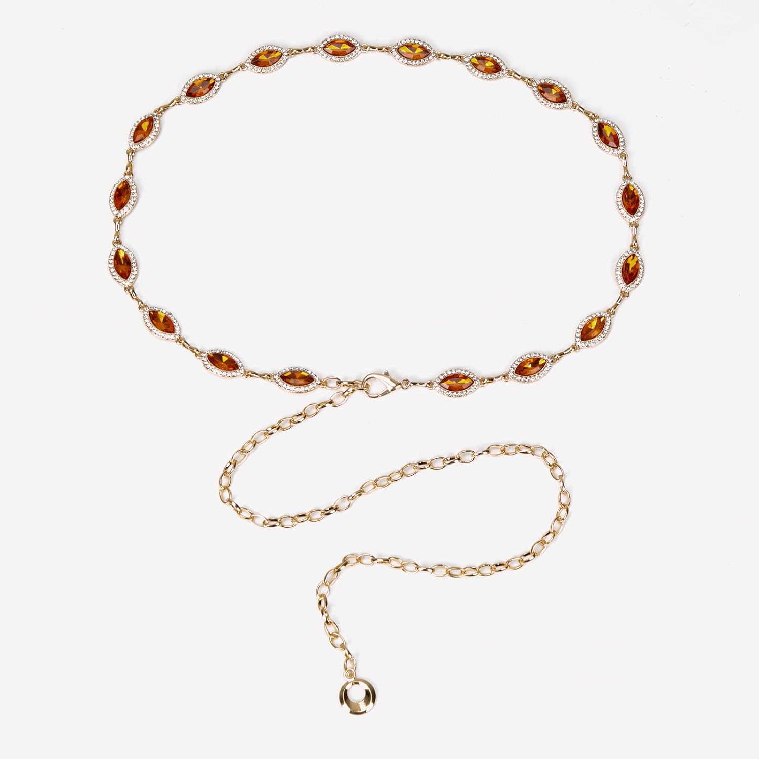 ILuvatar Green Glass Diamond Chain Belt - Metal Women's Western Style Dress Belt - Image 3