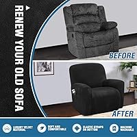 Vista 5 de H.VERSAILTEX Fundas Elásticas de Terciopelo para Sofá Reclinable Estilo de 4 Piezas Fundas para Sillas Reclinables Funda para Sillón Reclinable