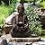 Glitzhome Buddha Statue 23" H, Outdoor Buddha Statue Zen Style Buddha Fountian with LED Light & Pump Polyresin Outdoor Floor Freestanding Fountain Garden Buddha Sculptures & Statues Lawn Décor