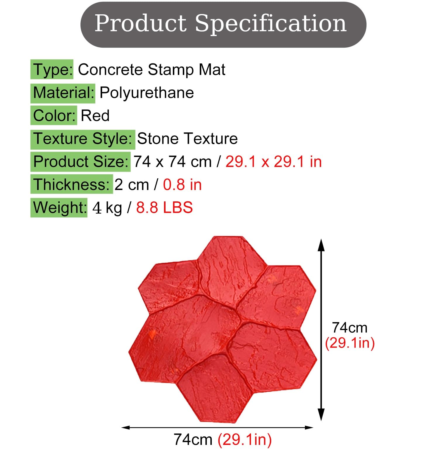 Tampone per timbri in calcestruzzo per patio, tappetino di timbratura di texture di piastrelle di pietra realistica, stampo in poliuretano senza cuciture per pavimento in ardesia