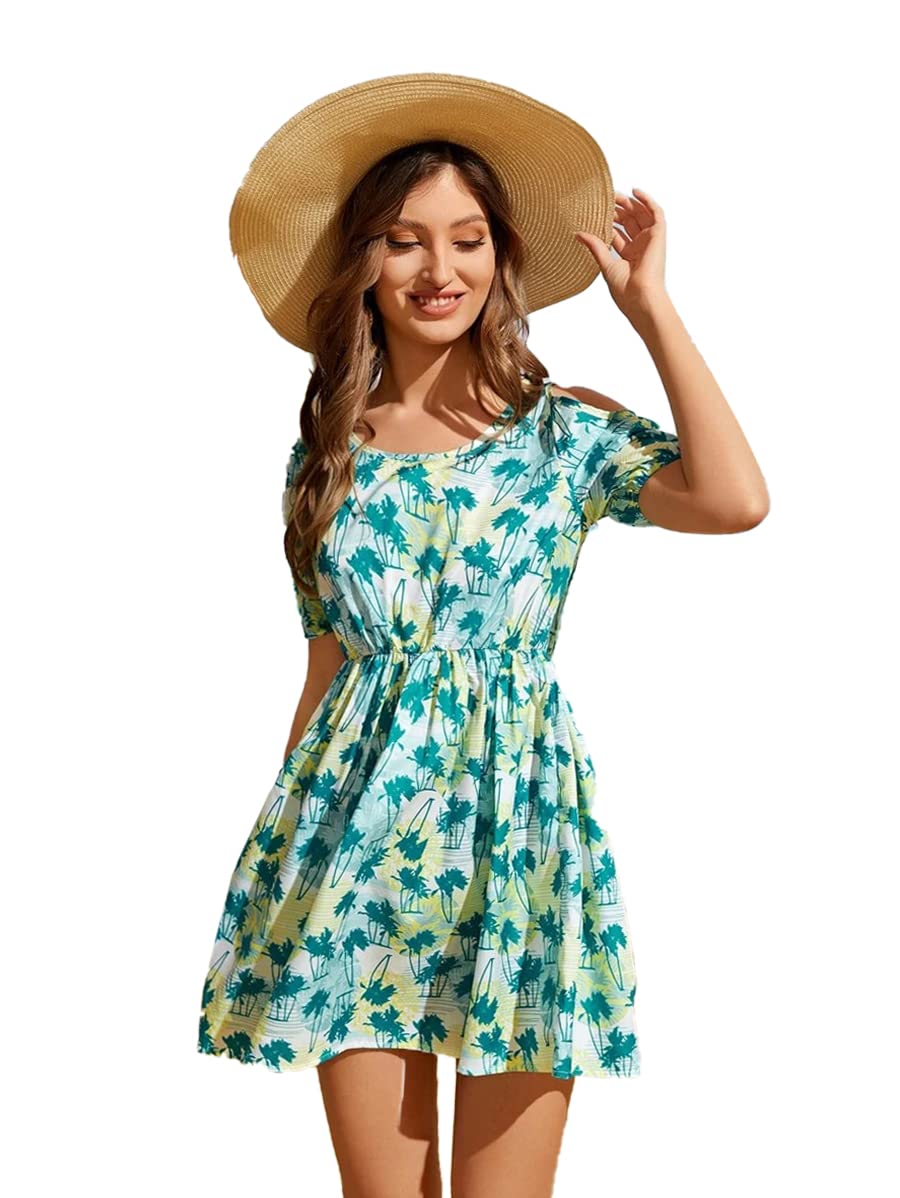 Greciilooks Womens Rayon A-Line Regular Fit Dress (Green, X-Large)